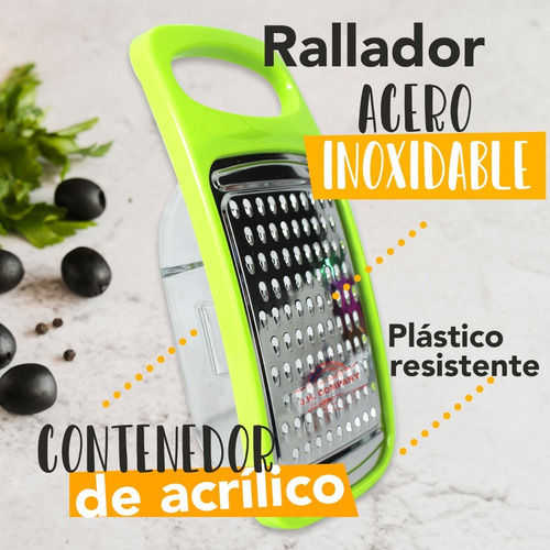 Rayador Curvo Fino Con Contenedor Transparente 10131 Color Verde