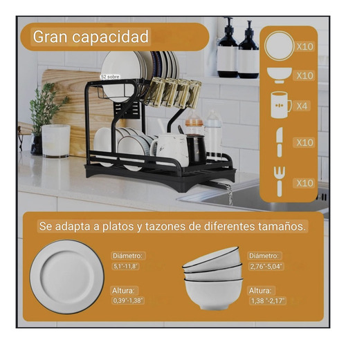 Escurridor De Platos 2 Niveles Secaplatos Multifuncional