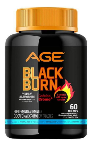 Black Burn - Termogênico - 60 Caps - Cromo + Cafeina - Age Sabor Without flavor