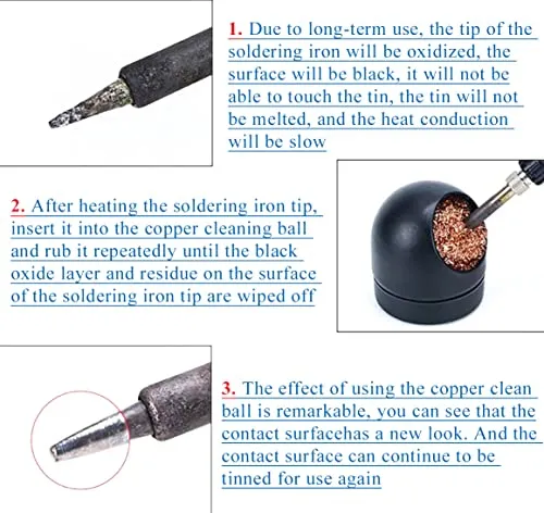 Limpia Puntas Soldador Con Bola De Limpieza Y Cable De Cobre