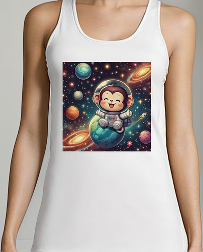 Musculosa Mujer Space Monkey Mono Alien Espacio M2
