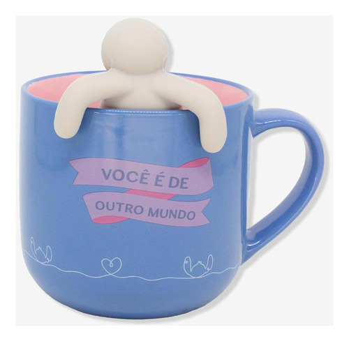 Caneca Stitch E Angel C/infusor Para Chá 350ml Disney