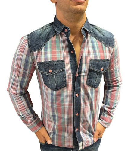 Camisa Mangas Largas, Combinada Con Jean, Slim Fit, Pack X4 