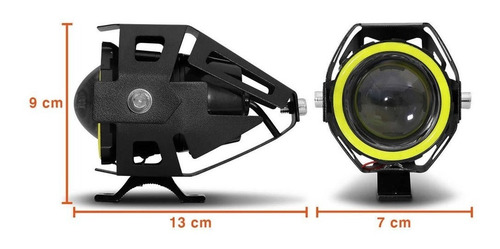 Imagem 3 de 4 de Par Farol Milha Led Moto U7 Angel Eyes Nevoeiro Universal