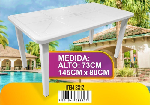 Mesa Plástica Rectangular 6 Puestos