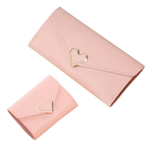 2 Piezas Monedero De Mujer Rosa Love Buckle