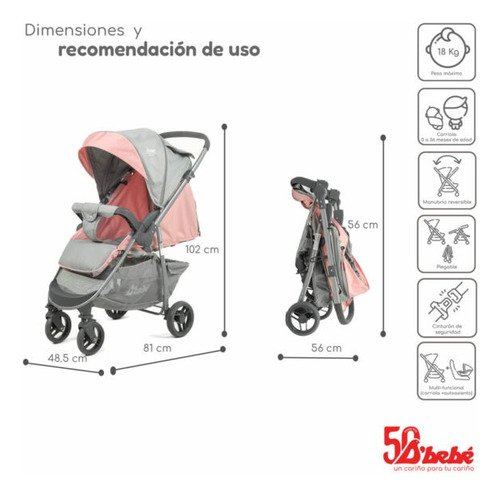 Carriola D Bebé Reversible Travel System Max Rosa Rosa