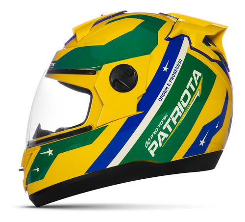 Capacete Fechado Pro Tork G8 Patriota Amarelo - Verde Tam. 60