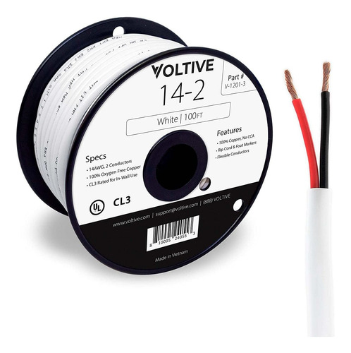Voltive 14/2 Speaker Wire - 14 Awg/gauge 2 Conductor - Ul Li