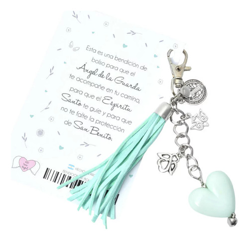 Bendición Protector Llavero De Bolso Con Dijes Salve Regina Verde Claro