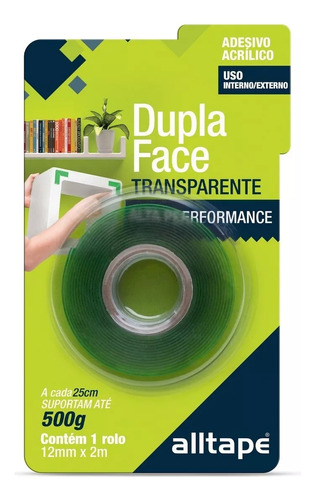 Alltape fita dupla face extra forte transparente 12mm x 2m