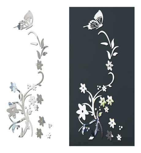 Pegatina De Pared Con Espejo 3d Con Forma De Flor De Ratán,