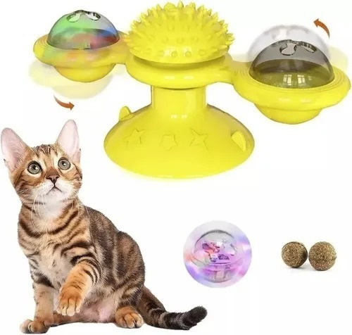 Juguete Antiestres Cepillo Diente Pelo Gato Con Luz + Catnip