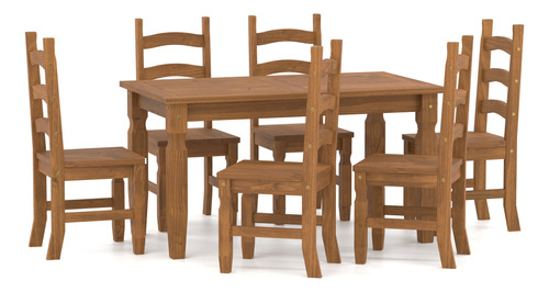 Juego De Comedor - 6 Sillas + Mesa - Madera - Lcm