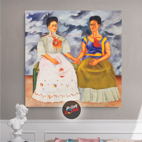 Cuadro Las Dos Fridas Kahlo 90x90cm Canvas Crt16 Color Multicolor