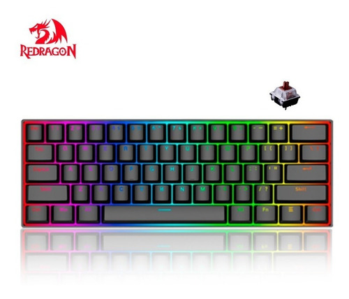  Teclado Mecánico 60% Redragon Dragonborn K630  Brown