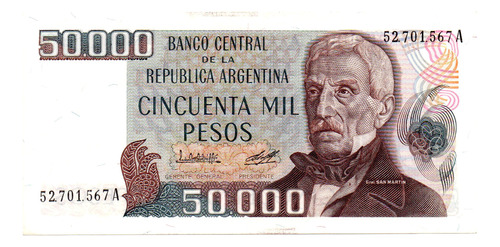 Billete 50000 Pesos Ley, Bottero 2498, Año 1980 Sc  