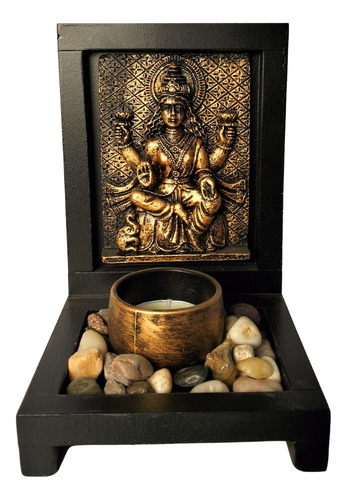Porta Velas Jardin Zen Buda Bronce Con Rocas Y Vela Variedad