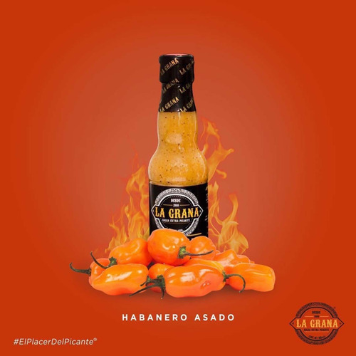 Imagen 3 de 10 de Salsa Picante Artesanal Habanero Y Sabores La Grana 180ml