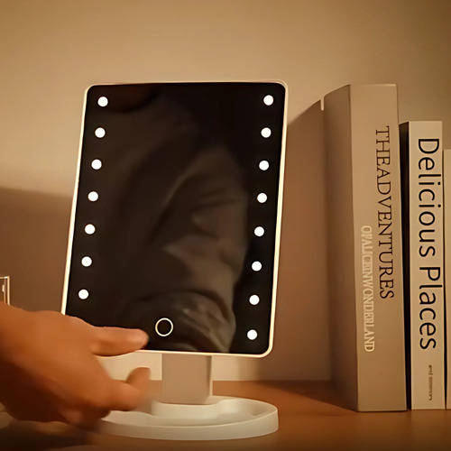 Espejo Maquillaje Luz Led Portátil Personal Base Mesa 360°