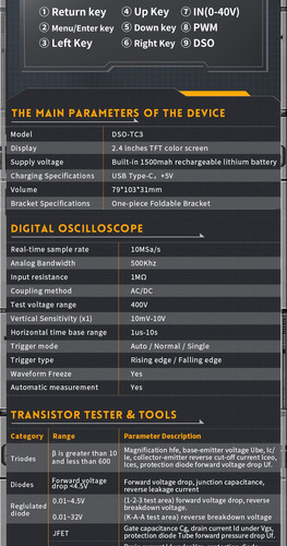 Osciloscopio Digital Portátil, Dso152 Tc3,500khz,