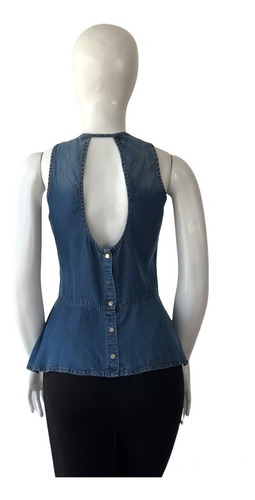 Imagen 2 de 2 de Blusa Peplum Studio F Talla 8 Celeste Jean