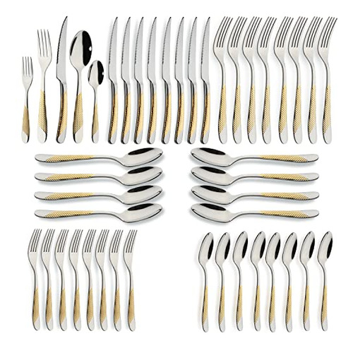 Set Cubiertos Oro Plata 40 Pzs. Acero Inox. Para 8, Hogar,