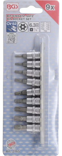 Kit 9 Dados Bgs Con Puntas Torx T-star De T10 A T50 X 1/4