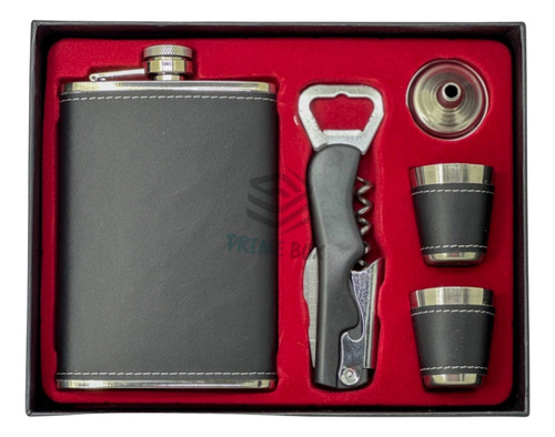 Kit Cantil Porta Bebidas Funil Copo Whisky Abridor