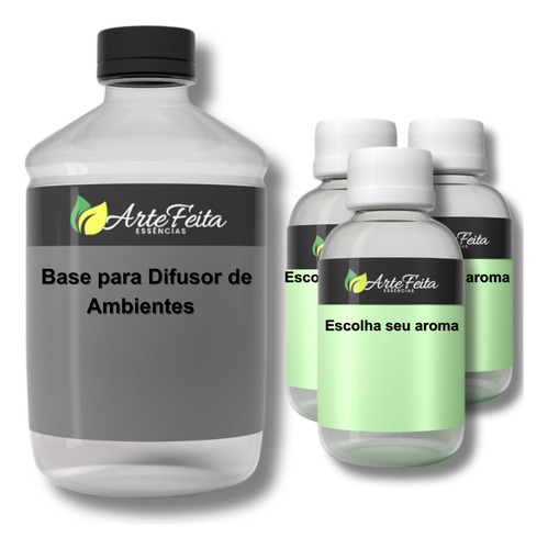 Base Para Difusor De Ambientes 1l + 3 Essências 100ml