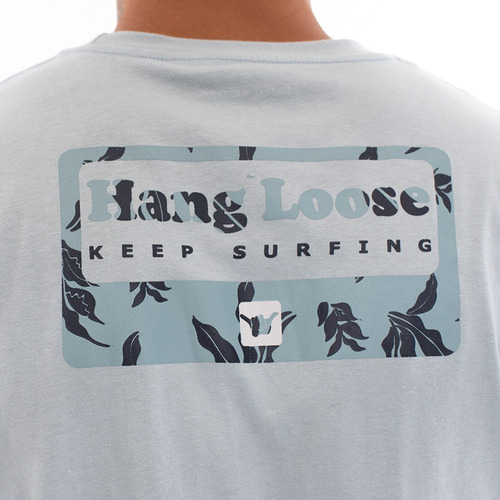Imagen 5 de 7 de Polera Manga Corta Hombre Hang Loose Keep Surfing Celeste