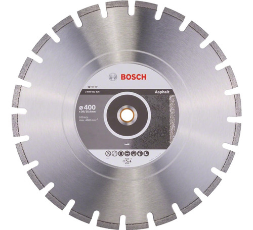 Disco de diamante asfáltico estándar de 16 polos 2608.602.626 Bosch, color plateado