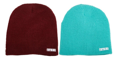 Paquete De 2 Gorros Para Uso Diario, Granate/verde Azulado, 