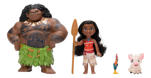 Set De Muñecas Moana Y Maui Con Figuras Pua Y Heihei