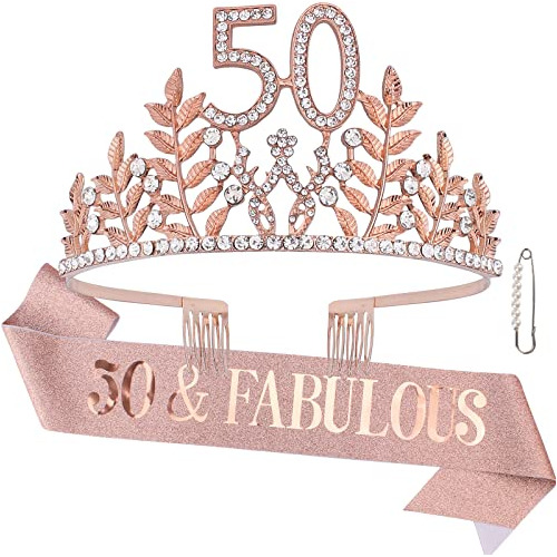 Corona Y Banda De  50 Y Fabulosa  50 Cumpleaños