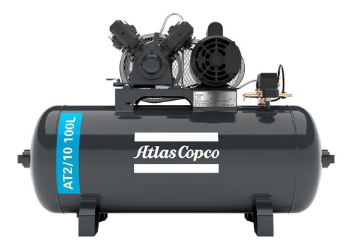Compressor de ar elétrico Atlas Copco AT2/10 H100L monofásica 100L 2hp 110V/220V cinza