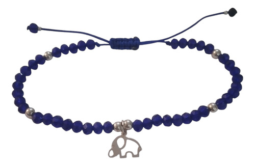 Pulsera Elefantito Plata Con Cristal Azul Azul 20.32 Cm 17.78 Cm