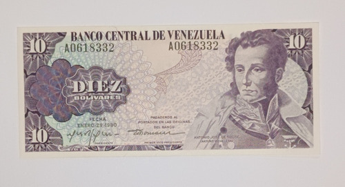 Billete Venezuela 10 Bs Enero 29 1980 Unc A7 Conmemorativo