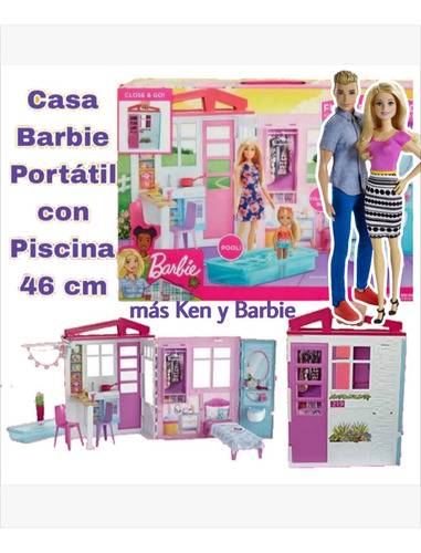 Casa Barbie Portátil Más Barbie Y Ken Em