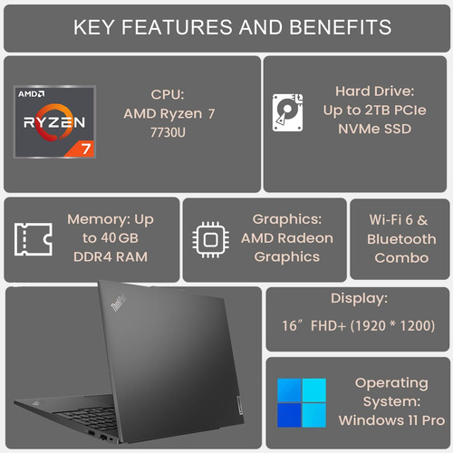 Laptop Lenovo Thinkpad E16 Gen 1 16 R7 7730u 24gb 1tb W11p