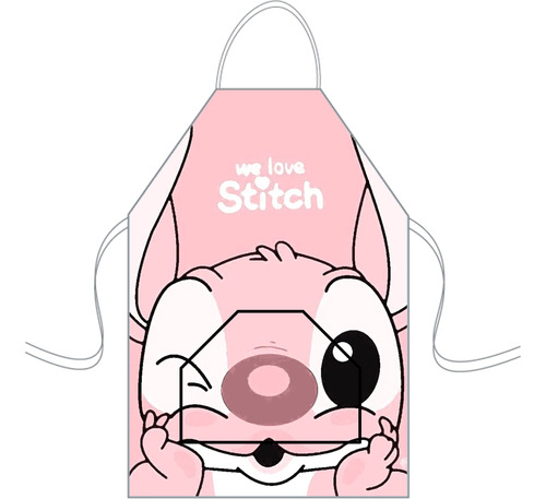 Delantal Cocina Mediano Para Niños Mini Chef Personalizado Stich Rosa 1 Personalizado