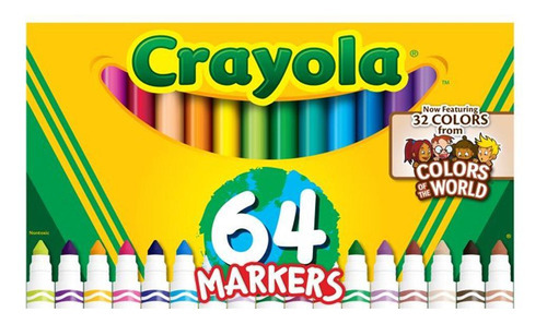 Bolígrafo lavable Ponta Grossa Crayola de 64 colores