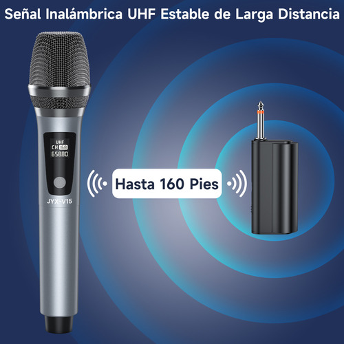 Jyx Micrófono Inalámbrico, Sistema De Micrófono Dinámic. Color Plateado