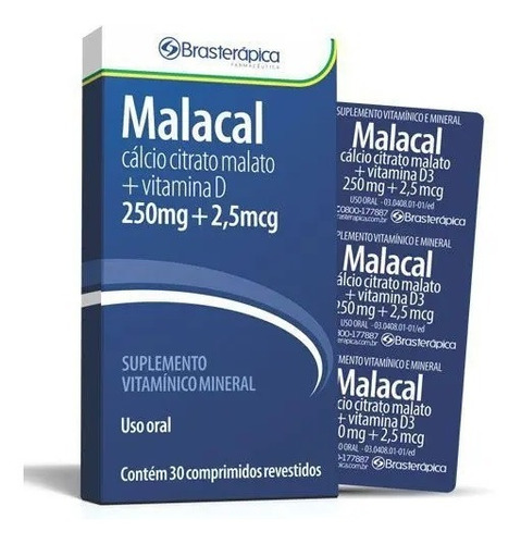 Malacal Cálcio Citrato Malato + Vitamina D 30 Cpr