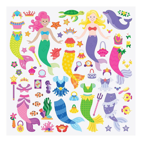 Melissa Doug Puffy Sticker Playset Mermaid 65 Pegatinas,