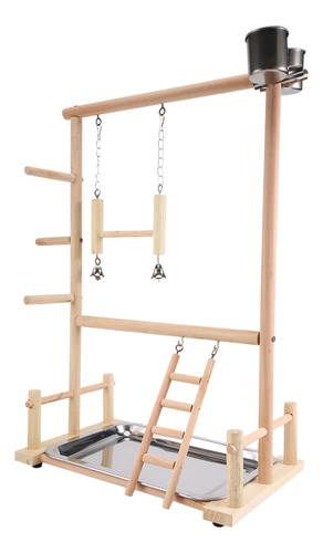 Parrots Playground, Soporte De Madera Natural Para Loros, Gi