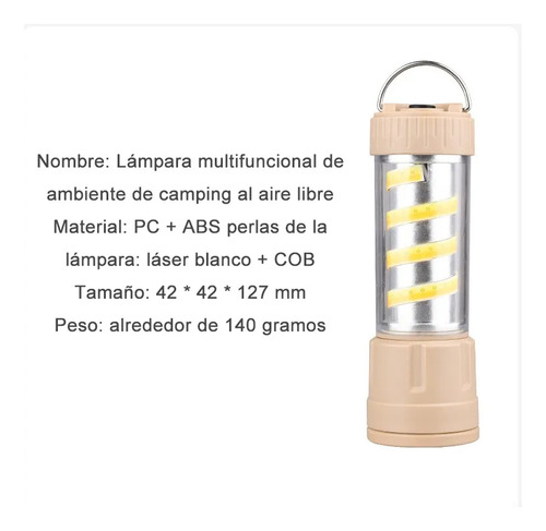 Lámpara Recargable Solar Linterna Camping Multiple Portátil