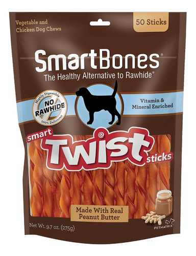 Smartbones - Smart Twist Sticks Con Mantequilla De Man, 50 U