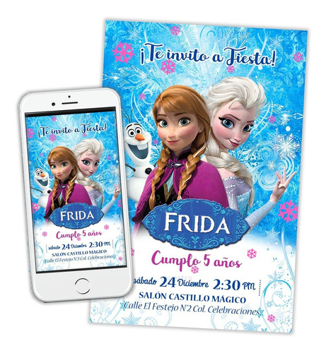 Invitacion Digital Personalizada Frozen Elsa Y Ana Olaf 