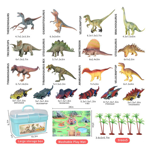 Wesprex Dinosaur Toy Set Para Niños Con 12 Pcs Figuras De Di